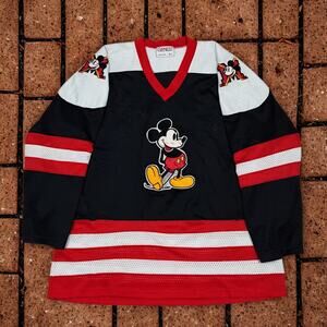 Mickey Mouse Disney Hockey Jersey Genus 90s Vintage Adult M/L Double Sided